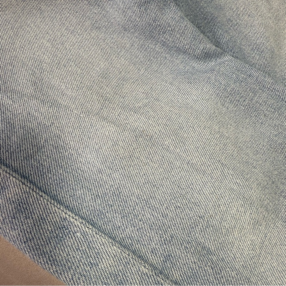 RE/DONE Faded Sky Blue High Rise Cropped Button Fly Jeans with Vintage Look - Picture 8 of 13